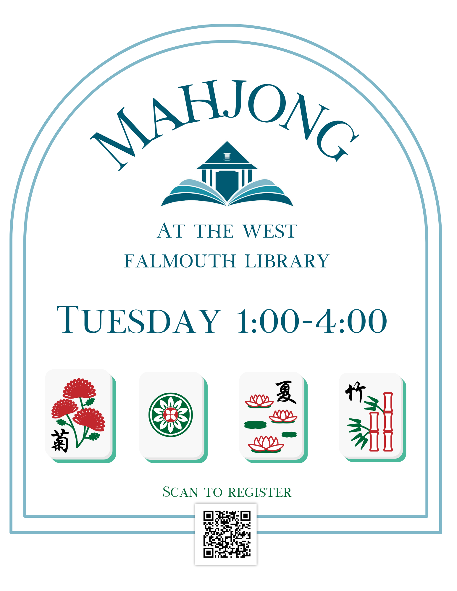 Mahjong Fall 2025 Flyer at West Falmouth Library