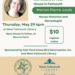 April 2025 Marian Pierre-Louis Talk at West Falmouth Library flier