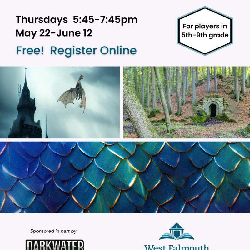 D&D Flyer for May/June 2025 campaign at West Falmouth Library