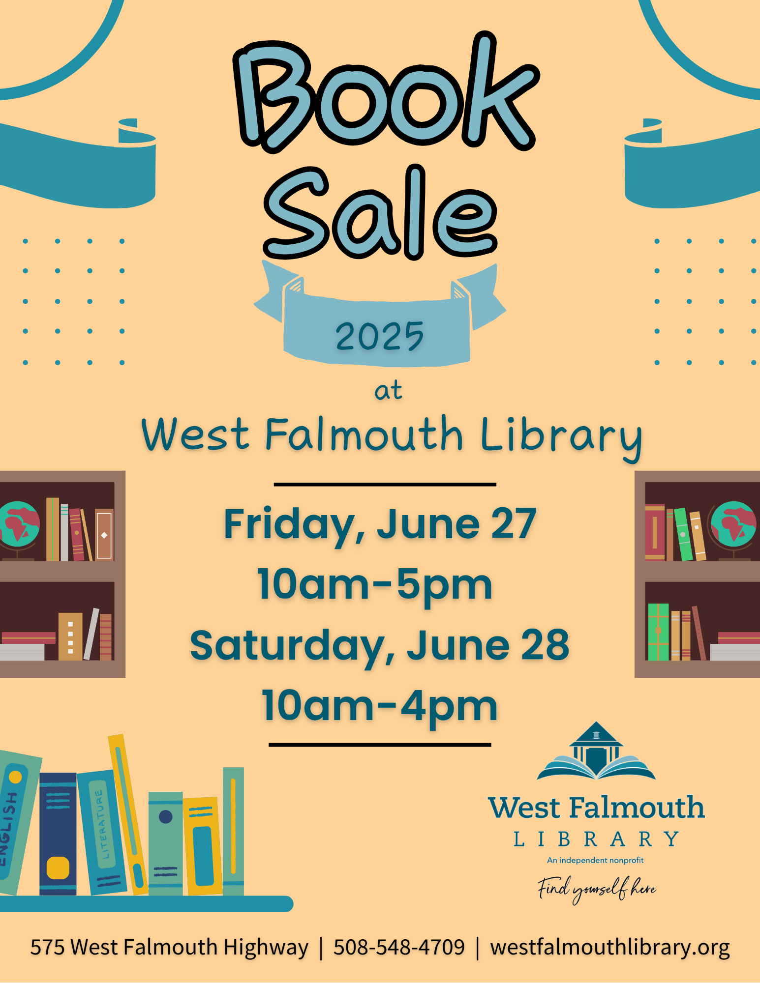 2025 West Falmouth Library Book Sale flier