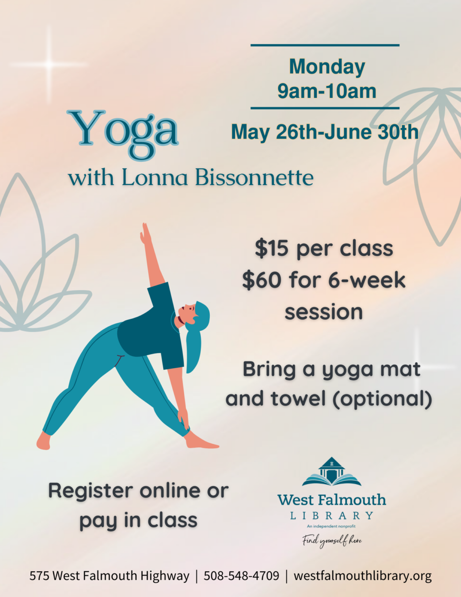 Flier for Yoga with Lonna Bissonnette at West Falmouth Library