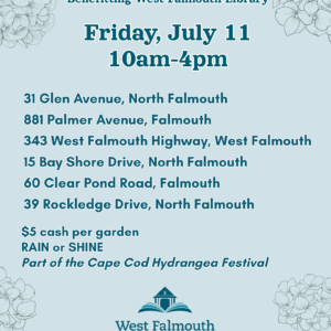 flier for 2025 WFL Garden Tour as part of Cape Cod Hydrangea Fest