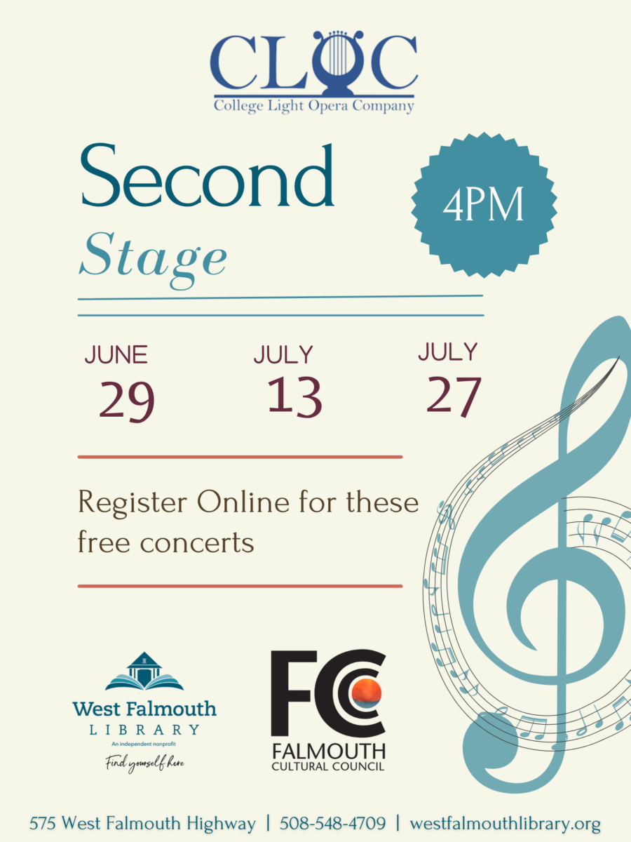 Summer 2025 CLOC Second Stage flier At West Falmouth Library