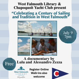 flier for July 2025 documentary screening at West Falmouth Library