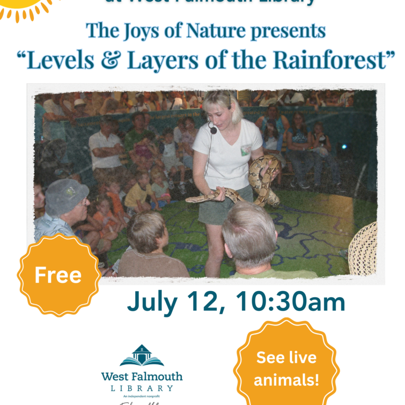 Summer 2025 The Joys of Nature Flier for West Falmouth Library