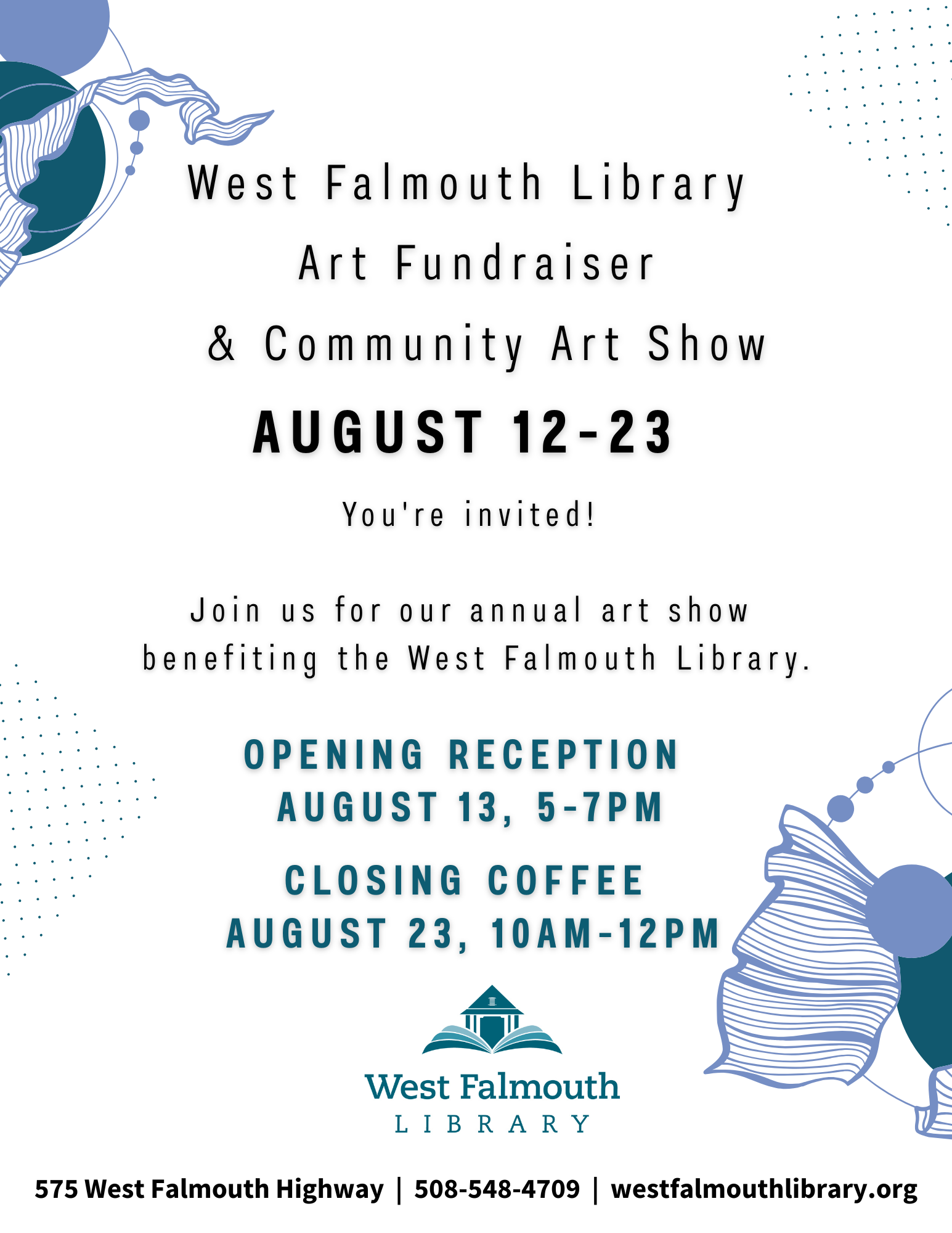 2025 West Falmouth Library Art Show flier