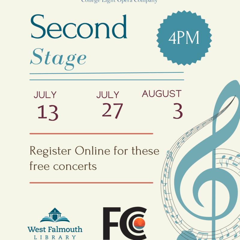 July 2025 CLOC Second Stage at West Falmouth Library flier