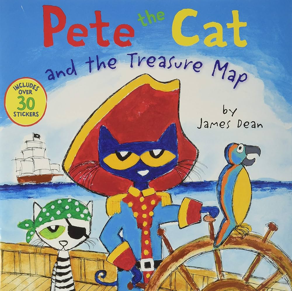 book cover for Pete the Cat and the Treasure Map 