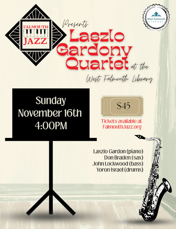 2025 Laszlo Gardony Flyer for West Falmouth Library concert