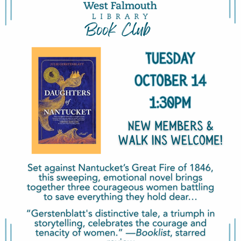 2025 WFL Fall Book Club flier for Daughters of Nantucket