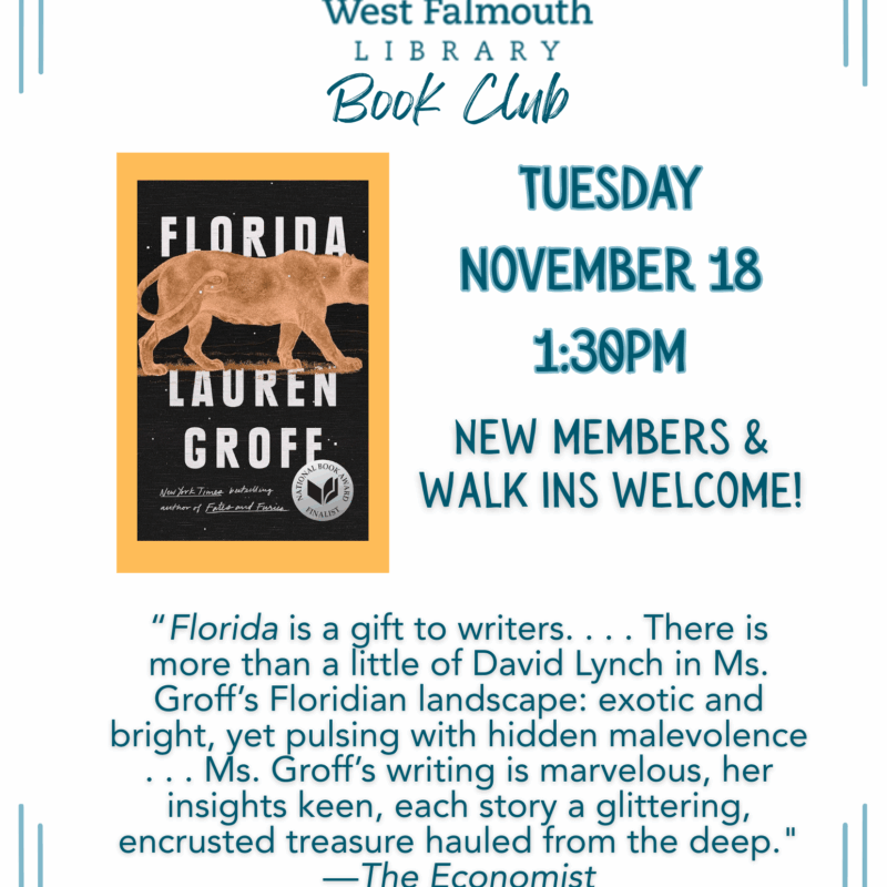 2025 WFL Fall Book Club flier for Florida book of short stories