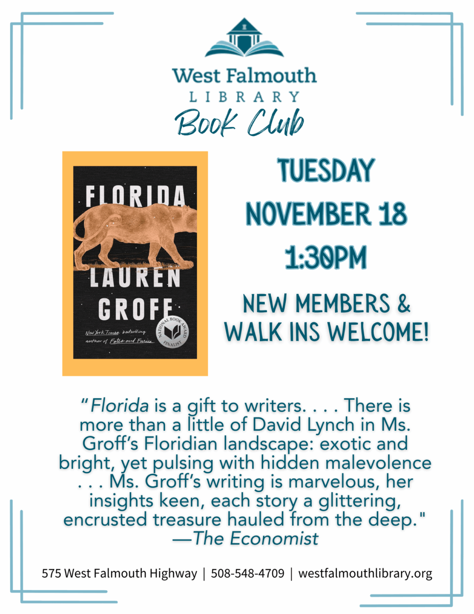 2025 WFL Fall Book Club flier for Florida book of short stories