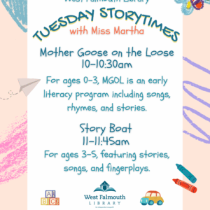 Fall 2025 Tuesday Storytimes Flier at West Falmouth Library