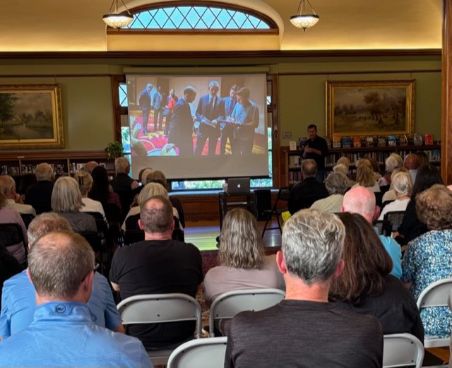 The crowd at the Fall 2025 Terry Szuplat author talk at West Falmouth Library