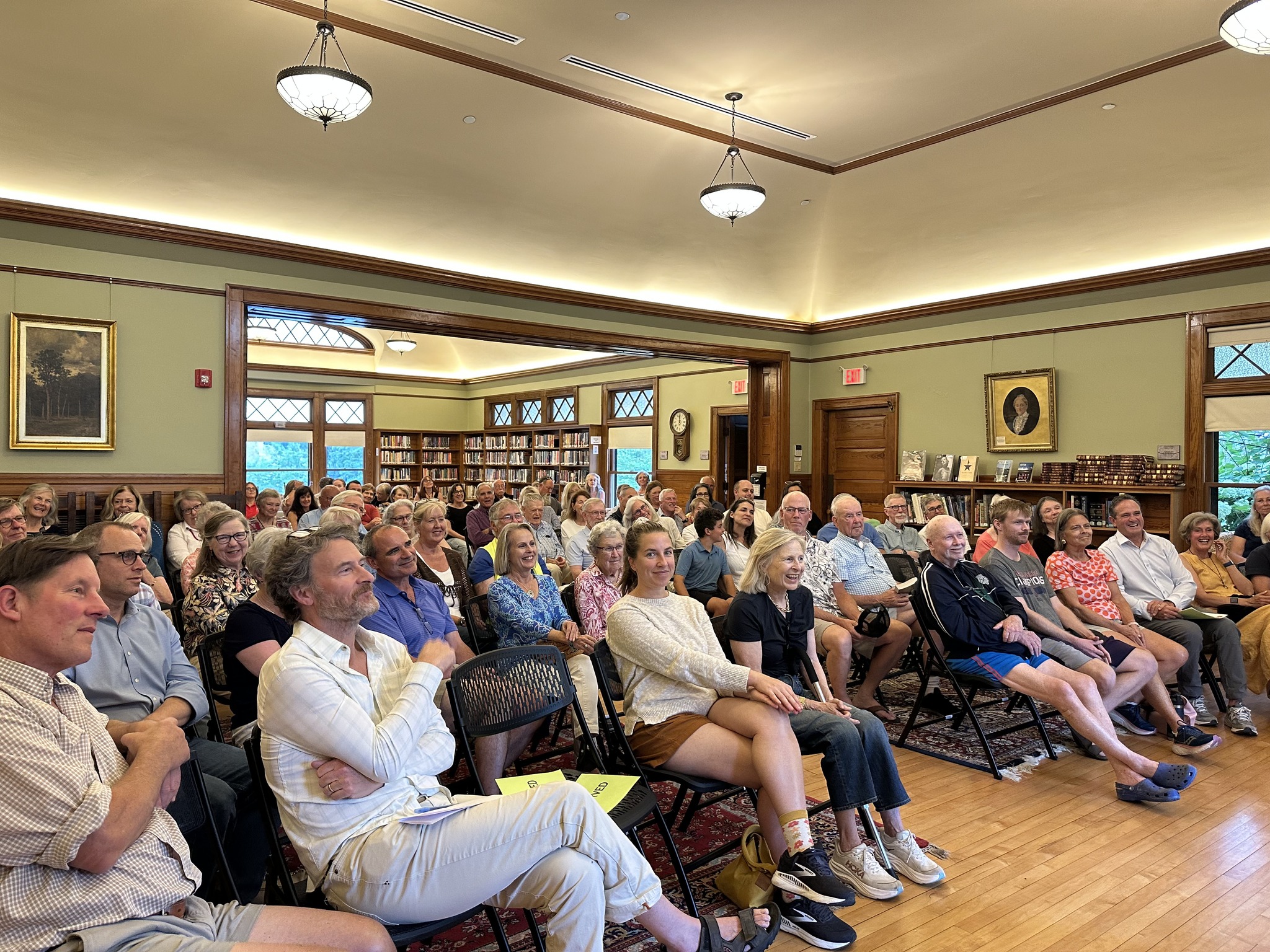 Crowd at Summer 2025 Nat Philbrick author talk at West Falmouth Library