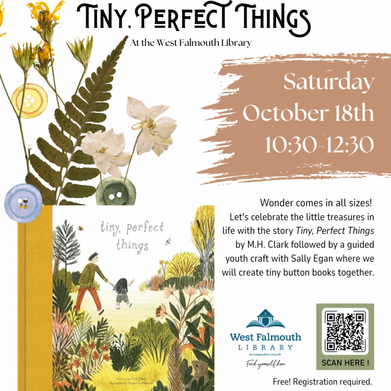 Crafts with Sally Egan Flyer for 10/18/25 event at West Falmouth Library