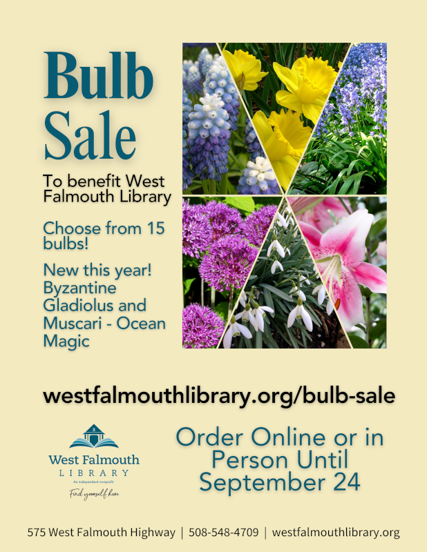 September 2025 Bulb Sale Poster for West falmouth Library