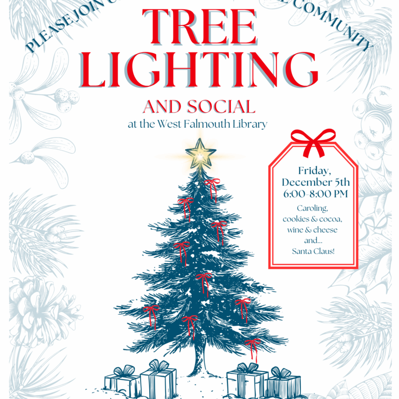 2025 Tree Lighting flyer for West Falmouth Library