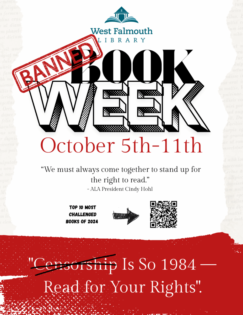 West Falmouth Library Banned Books Week 2025 flyer