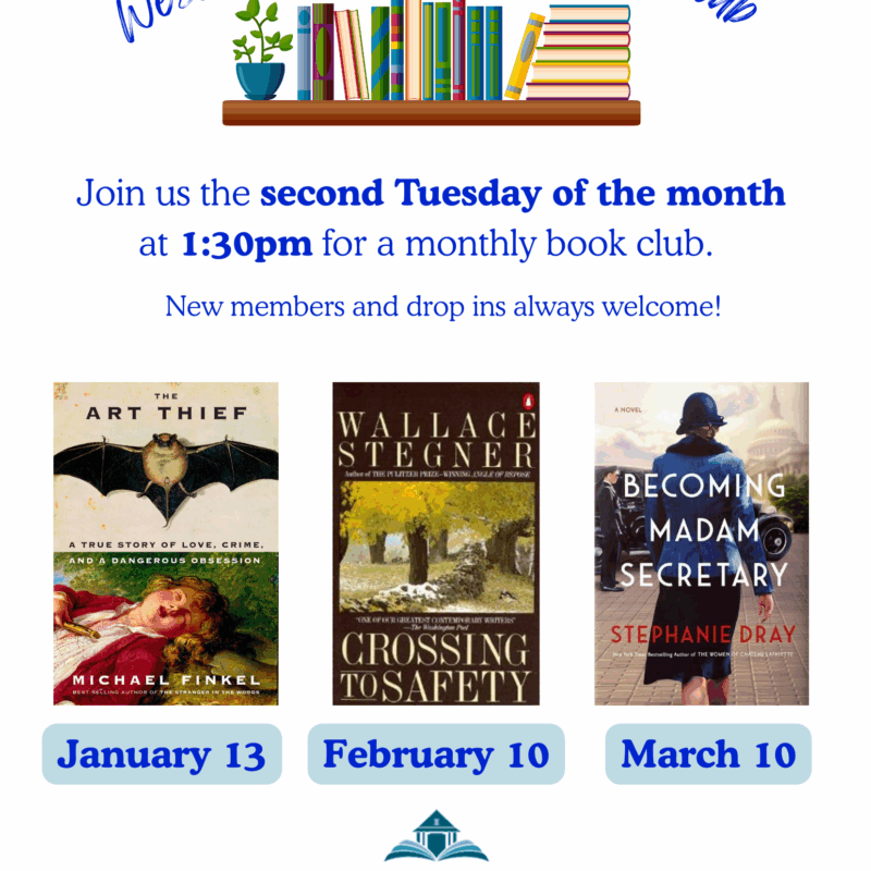 Winter and Spring 2026 WFL Book Club Schedule for West Falmouth Library