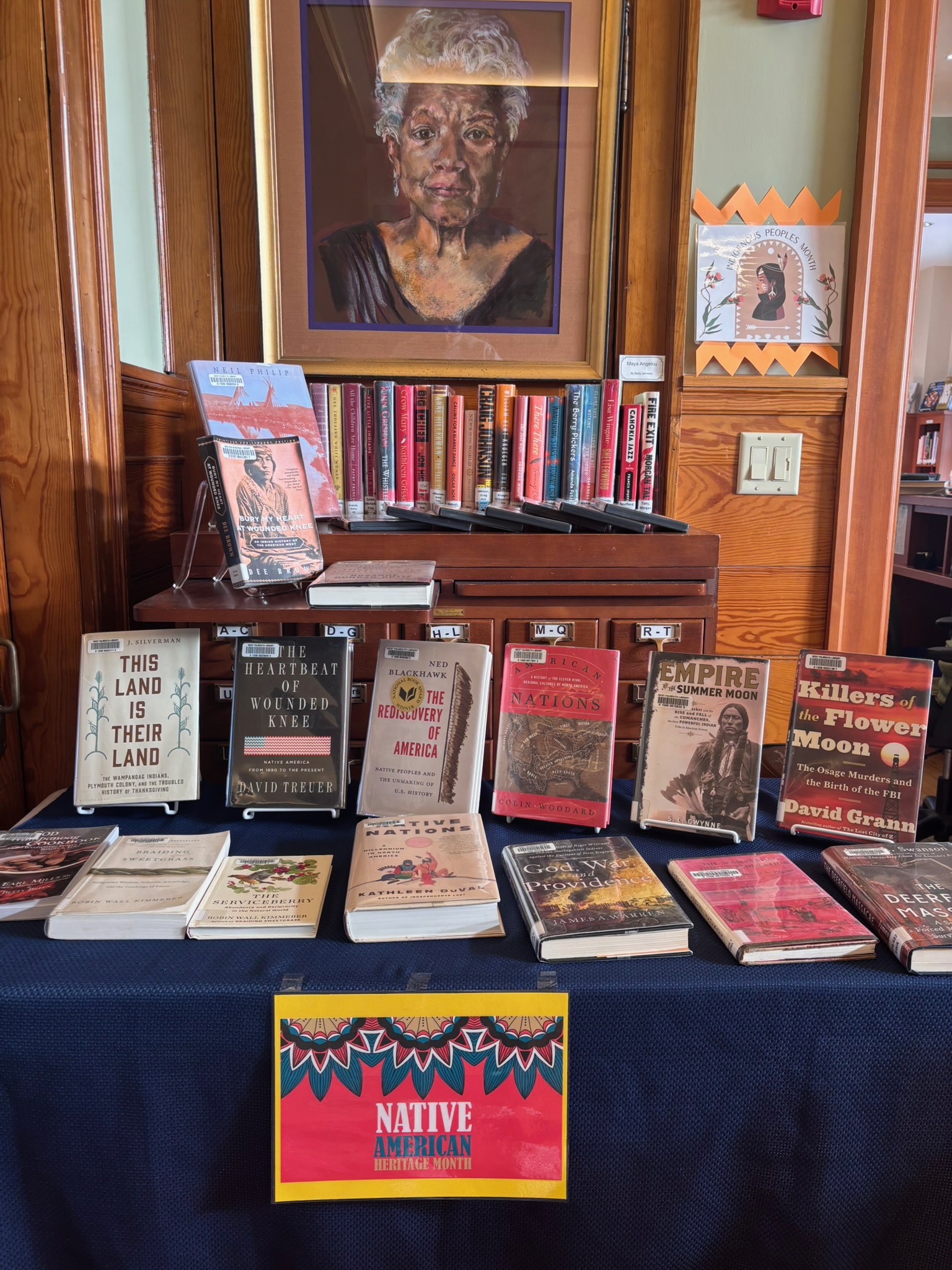 Display for 2025 Native American Heritage Month at West Falmouth Library