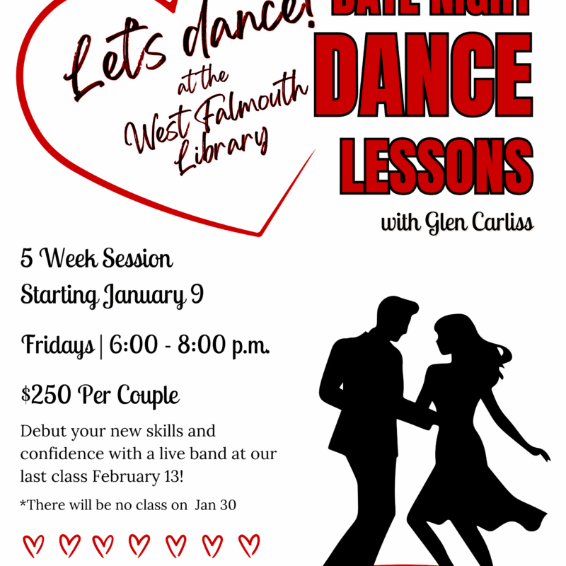 Flyer for 2026 winter Dancing class at West Falmouth Library