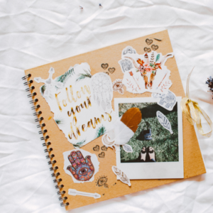photo of a hand decorated junk journal notebook
