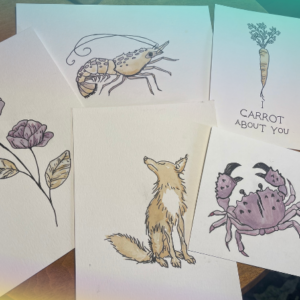 small paintings made with tea