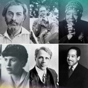 black and white collage of famous poets