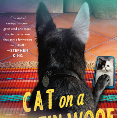 book cover for Cat on a Hot Tin Woof by Peter Abrahams