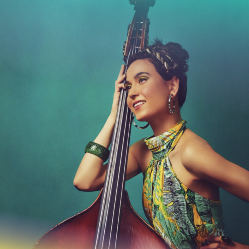 Color photo of Canadian-American jazz bassist, vocalist and composer Brandi Disterheft