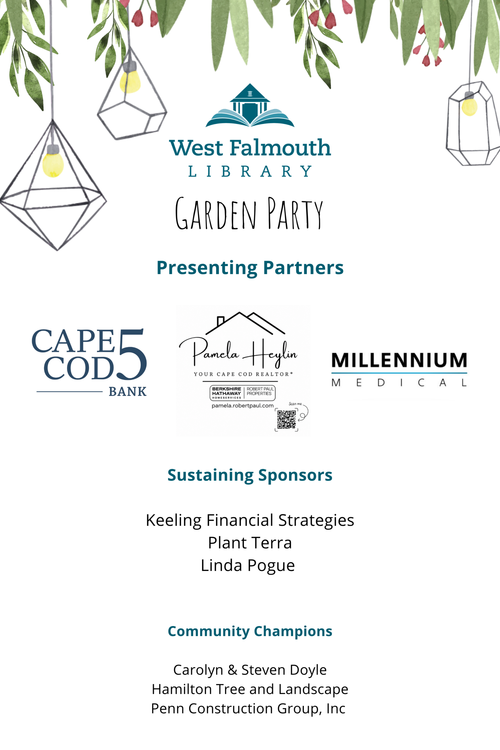 2026 Garden Party Sponsors for West Falmouth Library