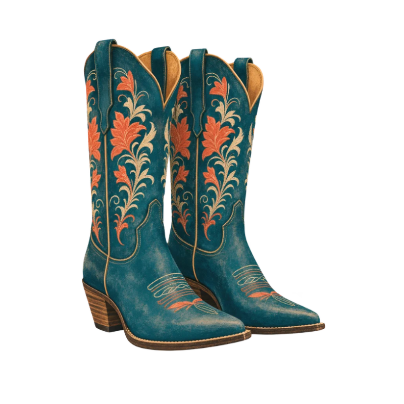 photo of multicolored green cowboy boots