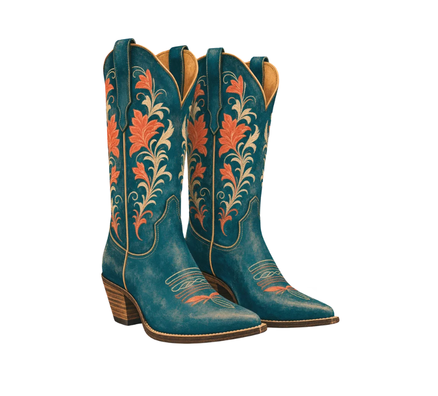 photo of multicolored green cowboy boots